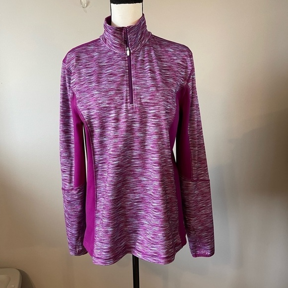 Lands End Sport size Large 14/16 quarter zip with thumb holes and back pocket - Picture 2 of 16